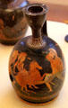 Ancient Greek red-figured lekythos showing battle of Greeks & Amazons at Museum of Fine Arts. Boston, MA.