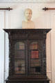 Longfellow's bookcase with bust of Plato at Longfellow National Historic Site. Cambridge, MA.
