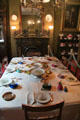 Dining room with fireplace at Gibson House Museum. Boston, MA.