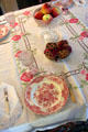Dining room table setting with Coalport china owned by Louisa's mother Abigail May Alcott at Orchard House. Concord, MA.