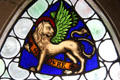 St Mark stained glass window at Hammond Castle Museum. Gloucester, MA.