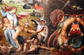 Detail of sinners condemned to hell in Last Judgment painting by Jan Provost at Detroit Institute of Arts. Detroit, MI.