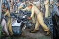 Moving undercarriage into position on south wall of Detroit Industry Murals by Diego Rivera at Detroit Institute of Arts. Detroit, MI.