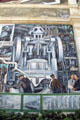 Stamping machine on south wall of Detroit Industry Murals by Diego Rivera at Detroit Institute of Arts. Detroit, MI.