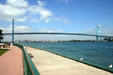 Ambassador Bridge over Detroit River. MI
