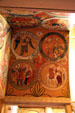 Nativity scenes on pulpit in Hopperstad Stave Church replica at Heritage Hjemkomst Interpretive Center. Moorhead, MN.