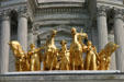 The Progress of the State sculpture group by Daniel Chester French & Edward Potter at base of dome of Minnesota State Capitol. St. Paul, MN.