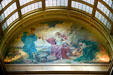 Heri Cras Hodie mural reflects past, present & hope for future as expressed in poem by Ralph Waldo Emerson over staircase in Minnesota State Capitol. St. Paul, MN.