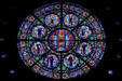 Rose window of Western Hemisphere Saints at Cathedral of Saint Paul. St. Paul, MN.