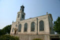 Side view of Christopher Wren's Church of St. Aldermanbury with entrance to Churchill Memorial & Library. Fulton, MO.