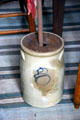 Stoneware butter churn in Mark Twain birthplace cabin at Mark Twain Memorial Shrine. MO.