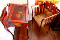 Slant-top desk painted with scenes with armchair at Beauvoir. Biloxi, MS