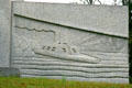 Ironclad steamship carved on Arkansas State Memorial. Vicksburg, MS.