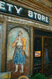 Painting of Turkish Potentate on store front on Wallace Street. Virginia City, MT.