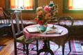 Round table in Aspet North parlor at Saint-Gaudens NHS. Cornish, NH.