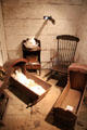 Gun port over cradles, wash stand, & rocking chair in Garrison house at Woodman Museum. Dover, NH.