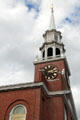 Tower of First Parish Church of United Church of Christ. Dover, NH