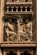 Law & justice & Old Testament story of good & evil by tree of life with owl on Alexander Hall on Princeton campus. Princeton, NJ.