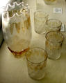 Pomona acid etched glass pitcher & tumblers by New England Glass Co. of Cambridge, MA at Museum of American Glass. Milville, NJ.