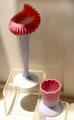 Peach Blow glass vase & spooner by Mt. Washington Glass Co. of New Bedford, MA at Museum of American Glass. Milville, NJ.