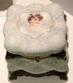 Wave crest covered glass box by C.F. Monroe Co. of Meriden, CT at Museum of American Glass. Milville, NJ.