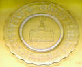 Independence Hall glass Centennial commemorative plate by Gillinder & Sons of Philadelphia, PA at Museum of American Glass. Milville, NJ.