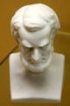 Abraham Lincoln glass Centennial commemorative bust by Gillinder & Sons of Philadelphia, PA at Museum of American Glass. Milville, NJ.