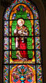 St Peter stained glass window in St Francis Cathedral. Santa Fe, NM.