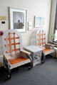 Questa style chairs & table by Roberto Vigil in NM State Capitol Art Collection. Santa Fe, NM.