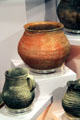 Corrugated Southwest native pottery jars at Maxwell Museum of Anthropology. Albuquerque, NM.