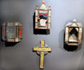 Tinwork niches by various tinsmiths at Harwood Museum of Art. Taos, NM.