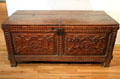 Harinero carved grain chest from northern New Mexico at Harwood Museum of Art. Taos, NM.