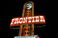 Frontier Hotel sign at night. Las Vegas, NV.