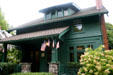 Elbert Hubbard Roycroft Museum in the Scheidemantel house is an Arts & Crafts collection in a bungalow of the same style. East Aurora, NY.