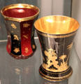 Bohemian glass Lithyalin beaker by Friedrich Egermann of Haida & Hyalith beaker at by glassworks of count of Buquoy at Corning Museum of Glass. Corning, NY.