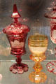 Bohemian goblets engraved with U.S. Capitol in Washington & Second U.S. Bank in Philadelphia at Corning Museum of Glass. Corning, NY.