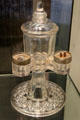 American glass double whale oil lamp from New England at Corning Museum of Glass. Corning, NY.
