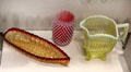 Amberina & Opalescent Celery dishes by Hobbs, Brockunier & Co. of Wheeling, WV & Alaska pattern pitcher by North Glass Co. of Indiana, PA at Corning Museum of Glass. Corning, NY.