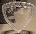 Glass dish engraved with Curtis Bi-plane by T.G. Hawkes & Co. of Corning at Corning Museum of Glass. Corning, NY.