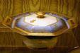Haviland china with FDR monogram given in the cause of peace by French soldiers maimed in WWI in Presidential Museum. Hyde Park, NY.