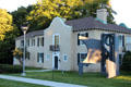 Cunningham house, part of Hyde family complex, with Sanctum with Window II sculpture by Dorothy Dehner at Hyde Collection complex. Glens Falls, NY.