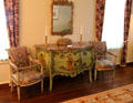 Chest of drawers prob. Italian & French armchairs in downstairs guest room at Hyde House. Glens Falls, NY.