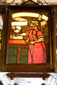 Metalworking profession detail on Arts & Craft ceiling lamp in Library at Roycroft Inn. East Aurora, NY.