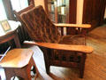 Roycroft version of reclining Morris chair at Elbert Hubbard Roycroft Museum. East Aurora, NY.