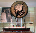 Lusitania life saver & model of torpedoed RMS Lusitania aboard which Hubbard died on May 7, 1915 at Elbert Hubbard Roycroft Museum. East Aurora, NY.