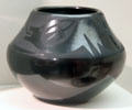 Black-glazed earthenware jar by María Martínez of San Ildefonso, New Mexico at Memorial Art Gallery. Rochester, NY.