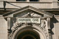 Eagle, Mercury & Neptune carvings over portal of United States Lines building. New York, NY.