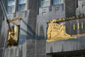 Grecian theme watched by American eagle on facade of Waldorf-Astoria Hotel. New York, NY.