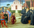 Totila, king of Goths, before St Benedict tempera painting by Benozzo Gozzoli at Metropolitan Museum of Art. New York, NY.