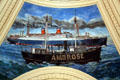 U.S. Ocean Liner passing Lightship Ambrose at mouth of New York harbor on mural by Reginald Marsh in U.S. Custom House Rotunda. New York, NY.